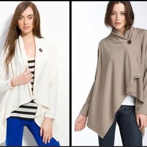 Bobeau Wrap Long Sleeve Asymmetrical Sweater size M Elegant Cream Women's Top